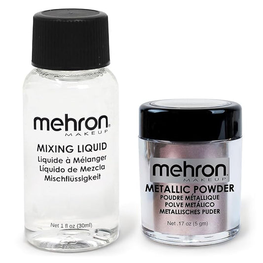 Mehron Makeup Metallic Powder (.17 oz) with Mixing Liquid (1 oz) (LAVENDER)-VivaGrace Women