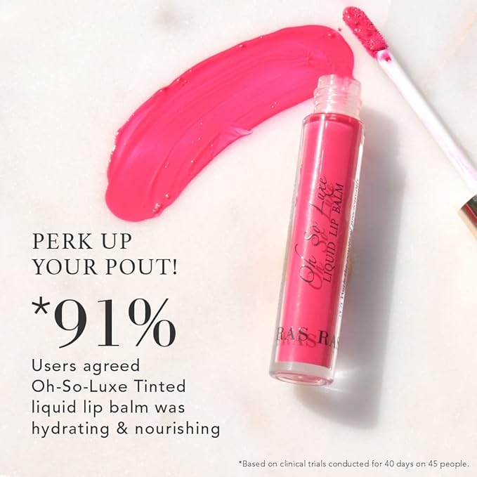 Oh-So-Luxe Liquid Tinted Lip Balm, Hydrating & Nourishing Tinted Lip Oil for dry dark lips, results in Soft & Glowing Lips, Moisturizing, Non-Sticky Perfect Pink Shade - 0.10 Fl Oz - RAS LUXURY OILS-VivaGrace Women