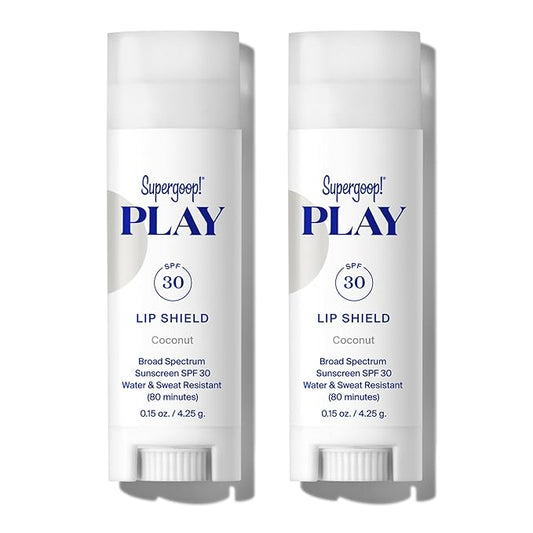 Supergoop! PLAY Lip Shield SPF 30 with Coconut - Pack of 2 - Moisturizing Lip Treatment For Dry Cracked Lips - Clean Ingredients & Broad Spectrum UV Protection-VivaGrace Women