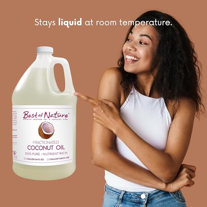 Best of Nature 100% Pure Fractionated Coconut Oil - Liquid MCT Massage & Body Oil, Unscented Moisturizer for Hair, Skin, Face, Aromatherapy Carrier for Essential Oils, 5 Gallon Pail (640 fl oz)-VivaGrace Women