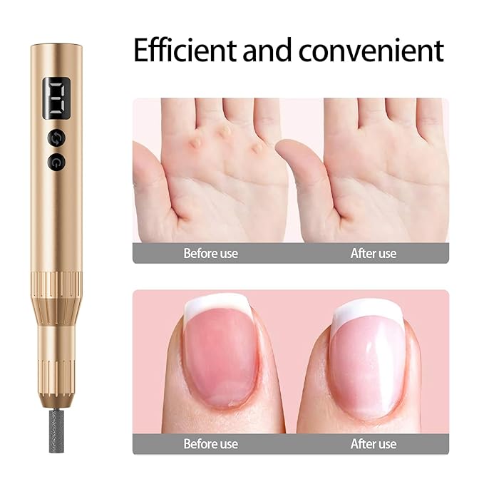 Electric Nail Drill Professional Machine Efile Manicure Pedicure Tools Portable File for Acrylic Gel Dip Powder Nails Salon Use Manicure Pedicure Nail Supplies (Gold)-VivaGrace Women