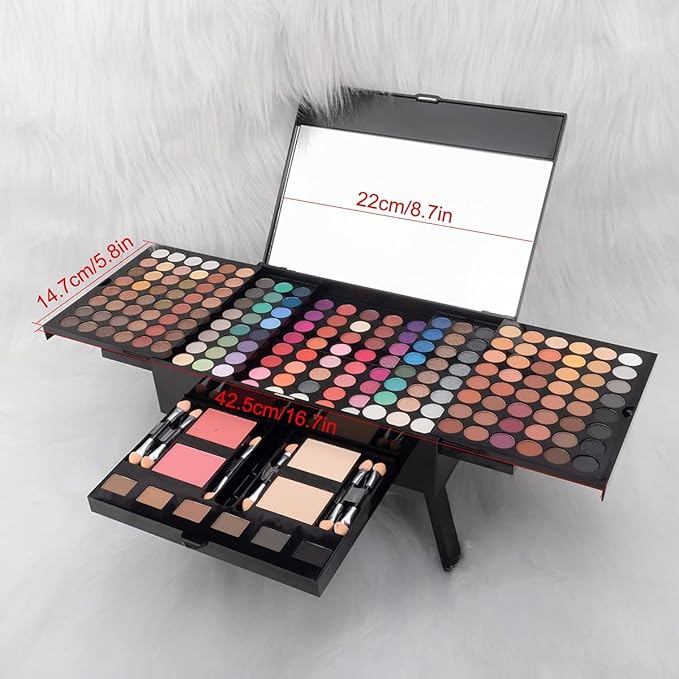 194 Colors Eyeshadow Makeup Palette, Makeup Palette Set with Eyeshadow Blusher Eyebrow Powder Mirror Applicators, All in One Makeup Eye Shadows Cosmetics Gift Kit-VivaGrace Women