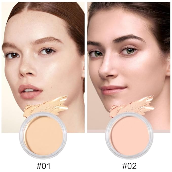 Kaely 2Pcs Cream Pot Concealer Full Coverage Set,Conceal Brighten Dark Circles,under Eye Color Correcting Concealer,Waterproof Foundation Palette with Brush,corrector de ojeras,Vegan Makeup,01+02-VivaGrace Women