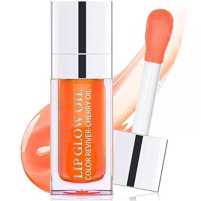 Plumping Lip Oil, Moisturizing Lip Glow Oil, Long Lasting Nourishing Lip Gloss Lip Balm, Non-sticky Transparent Toot Lip Oil Tinted for Lip Care and Dry Lip - Coral-VivaGrace Women