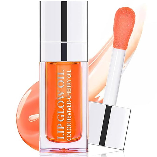 Plumping Lip Oil, Moisturizing Lip Glow Oil, Long Lasting Nourishing Lip Gloss Lip Balm, Non-sticky Transparent Toot Lip Oil Tinted for Lip Care and Dry Lip - Coral-VivaGrace Women