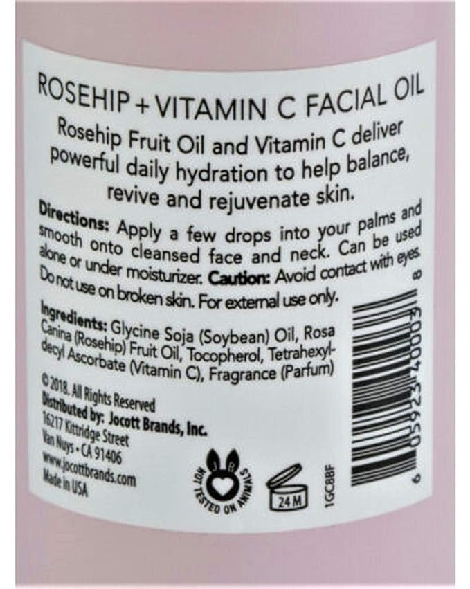 Pearlessence Rosehip Balancing Facial Oil + Rosehip Fruit Oil & Vitamin C | Daily Hydration to Help Balance & Revive Skin | Made in USA & Cruelty Free-VivaGrace Women
