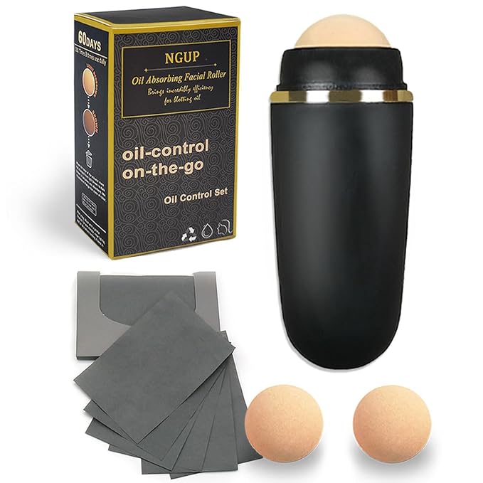 103 PCS Volcanic Roller Oily Skin Oil Control On The Go Volcanic Face Roller Oil Absorbing Volcanic Roller with Oil Blotting Sheet Paper for Oily Skin Care Oil Control Film Tissues (Type2)-VivaGrace Women