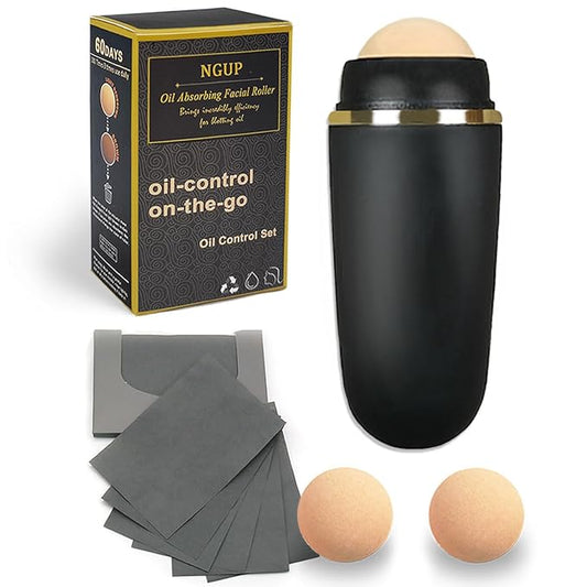 103 PCS Volcanic Roller Oily Skin Oil Control On The Go Volcanic Face Roller Oil Absorbing Volcanic Roller with Oil Blotting Sheet Paper for Oily Skin Care Oil Control Film Tissues (Type2)-VivaGrace Women