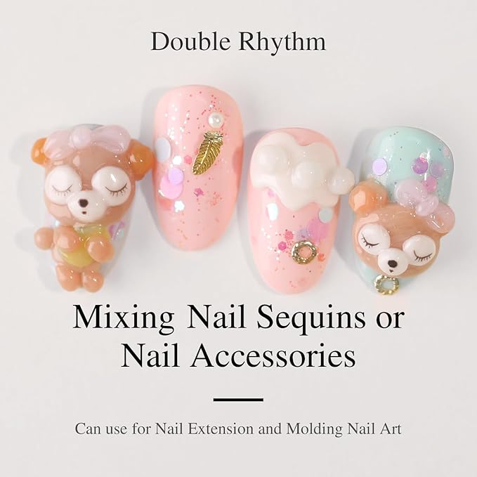 Double Rhythm 3D Clear Solid Sculpting Gel for Nail Art - Non-Sticky Hard Gel for Building, Carving, Molding Extension - Soak Off UV/LED Salon Home DIY 0.5 Oz (Clear)-VivaGrace Women