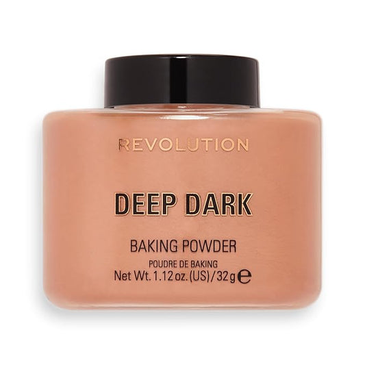 Revolution Beauty, Loose Baking Powder, Makeup Setting Powder, Long Lasting Coverage, Mattifies & Reduces Shine, Deep Dark, 1.13 Oz-VivaGrace Women