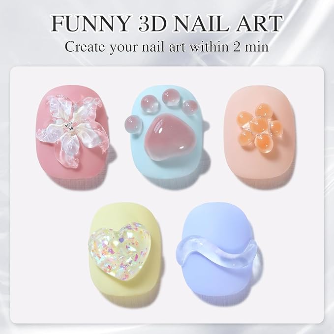 Double Rhythm 3D Clear Solid Sculpting Gel for Nail Art - Non-Sticky Hard Gel for Building, Carving, Molding Extension - Soak Off UV/LED Salon Home DIY 0.5 Oz (Clear)-VivaGrace Women