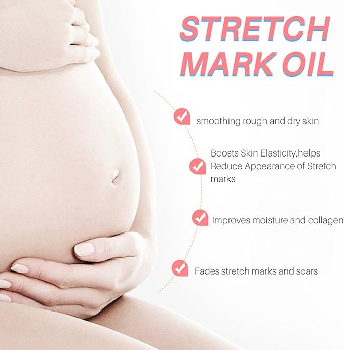Stretch Mark Pregnancy Massage Oil, Stretch Mark Oil, Skincare Oil for Improve Stretchmarks, Pregnancy Skin Care Fade Stretch Marks, Body Moisturizer for Dry Skin, First Time Mom Gift 30 ml-VivaGrace Women