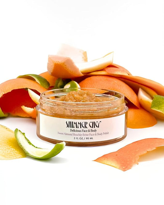 Sweet Almond Rosehip Brine Polish | Exfoliating Blend with Himalayan & Dead Sea Salt, Maple Sugar | Enriched with Magnesium, Omega 3's & Vitamin E | Revitalize Skin, Reduce Inflammation-VivaGrace Women