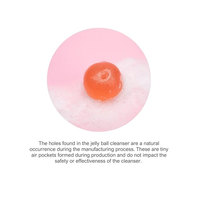 Be Bare Jelly Ball Cleanser, Daily Face Wash Korean Skin Care Cleanser Ball for Dry Skin with Allantoin for Protection, AHA &BHA for Exfoliation and Hydration- Peachy Pink (1.41oz)