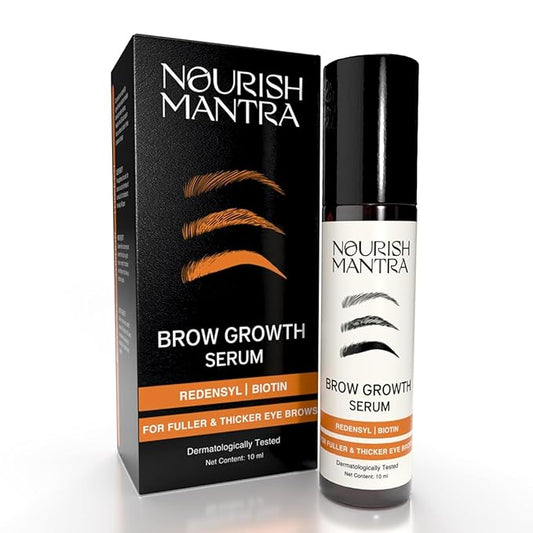 Nourish Mantra - Brow Growth Serum | Formulated with Redensyl, Biotin, Peptides & Amino Acids | for Brow Growth and Thickness | Eyebrow Growth Serum | 10 ml-VivaGrace Women
