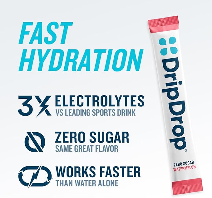 DripDrop Sugar Free Hydration Packets - Zero Watermelon - Single Serve Electrolytes Powder Drink Mix - Non-GMO, Gluten Free, Vegan - 32 Sticks-VivaGrace Women