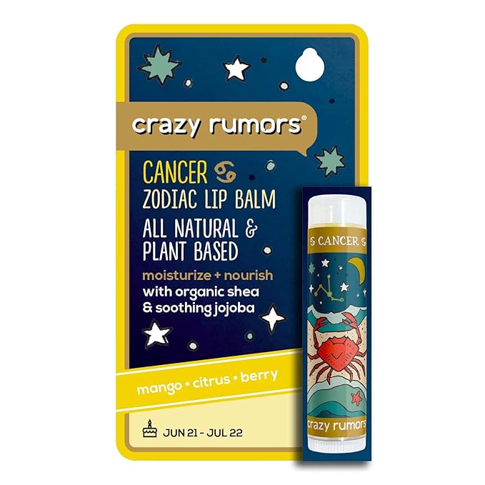 Crazy Rumors Cancer Zodiac All Natural, Plant Based Lip Balm to Moisturize and Nourish your Lips - Water Blend (Tropical Mango, Citrus Lemon, and Fragrant Berry)-VivaGrace Women