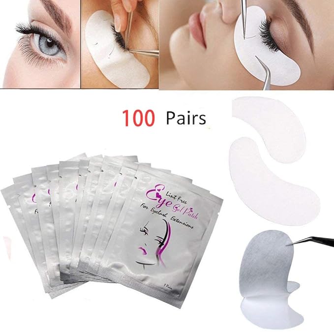 Eye Gel Pads 100 Pair Under Eye Pads Eyelash Extension Pads DIY Eye Lip Patch Pad Sticker Tapes False Eyelash Lash Extension Makeup Eye Gel Patches Lash Extension Beauty Tool Lip Powder Holder-VivaGrace Women