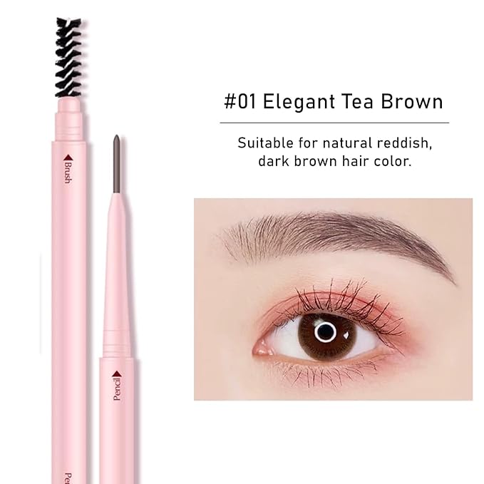 Eyebrow Pencils for Women,1Pack Micro Eyebrow Pencil Waterproof Smudgeproof,Ultra-Precise Tip Long-Lasting Brow Pencils for Natural Looking Eyebrows,Built-In Spoolie Brush,01 Elegant Tea Brown.-VivaGrace Women