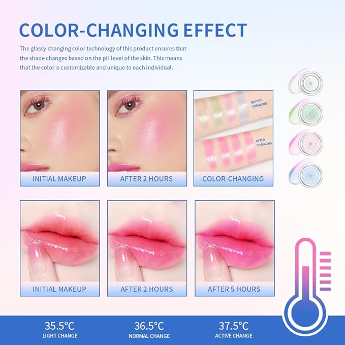 Color Change Blush Clear Liquid Blush Cream Moisturizing Blusher Halo dyeing naturally Blush Rouge Multi-use Makeup Cream For Cheeks Face Lips Waterproof Blush Gel Lip Oil (#1)-VivaGrace Women