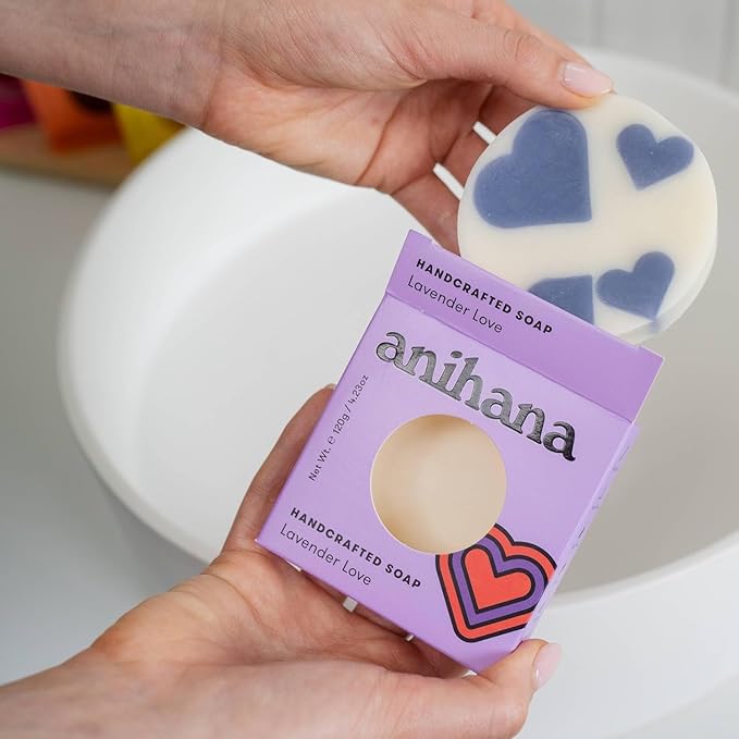 ANIHANA Handcrafted Natural Soap with Coconut Oil, Gentle Cleansing, Paraben Free, Refreshing Lavender Love Scent, 4.23 oz-VivaGrace Women