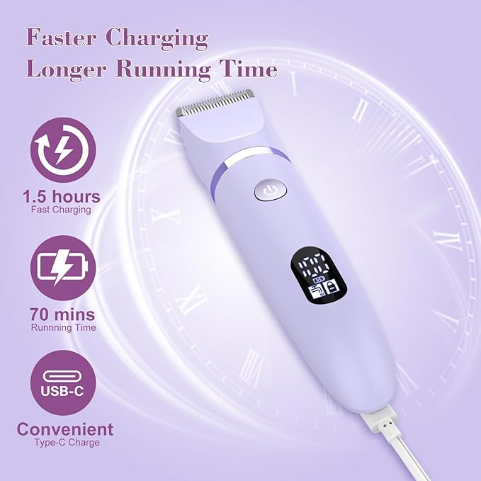 3-in-1 Electric Razor IPX7 Waterproof Bikini Trimmer Wet & Dry Use Painless Personal Trimmer Groomer for Ladies Face Body Legs Bikini Public Hairs Electric Lady Shaver with Replaceable Heads-VivaGrace Women