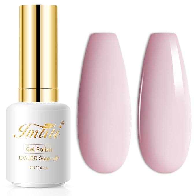 Imtiti Pink Gel Nail Polish, 1 Pcs 15ml Nude Pink Color Soak Off LED Long-Lasting Nail Gel Polish Nail Art Starter Manicure Salon DIY at Home, 0.5 Fluid Ounces