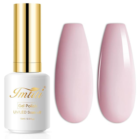 Imtiti Pink Gel Nail Polish, 1 Pcs 15ml Nude Pink Color Soak Off LED Long-Lasting Nail Gel Polish Nail Art Starter Manicure Salon DIY at Home, 0.5 Fluid Ounces