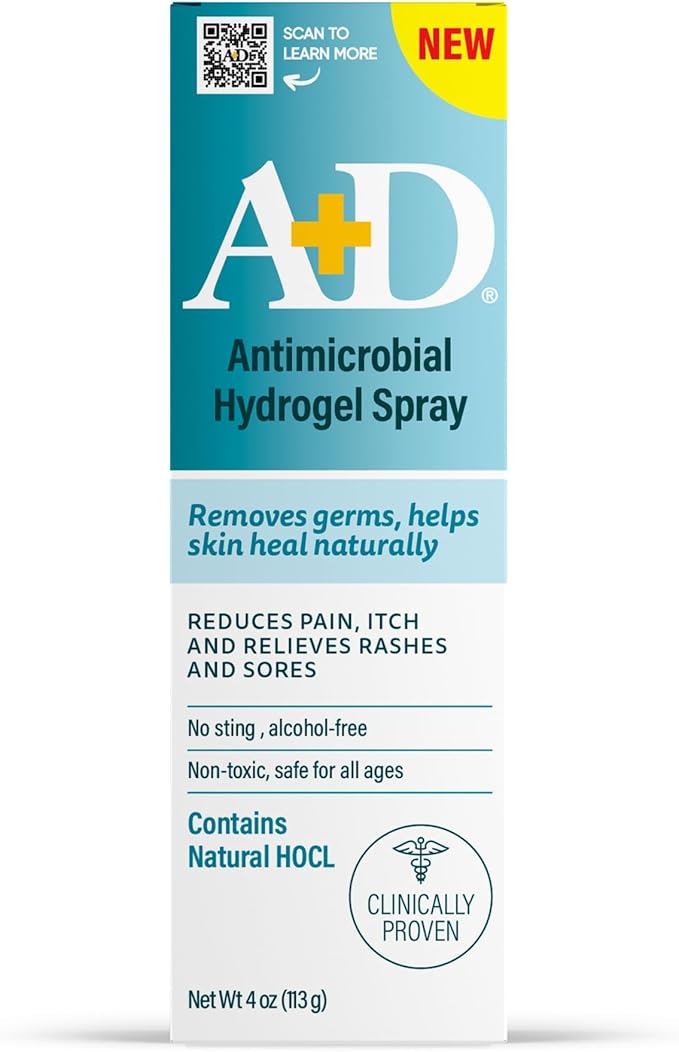 A+D Antimicrobial Hydrogel Spray – with Hypochlorous Acid, Removes Germs, Helps Heal Rashes & Irritations, Reduces Itch & Pain, Alcohol-Free, Non-Sting Formula, Safe for All Ages, 4oz-VivaGrace Women
