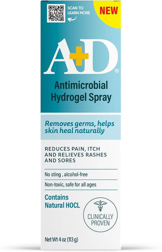 A+D Antimicrobial Hydrogel Spray – with Hypochlorous Acid, Removes Germs, Helps Heal Rashes & Irritations, Reduces Itch & Pain, Alcohol-Free, Non-Sting Formula, Safe for All Ages, 4oz-VivaGrace Women