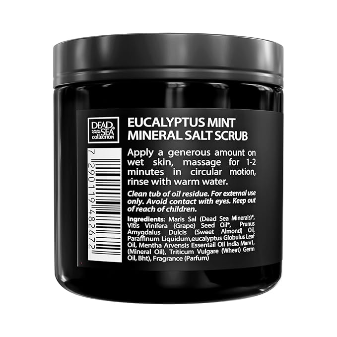 Salt Body Scrub Eucalyptus & Mint For Men– Moisturizes, Exfoliates & Nourishes Skin – Cleanses & Detoxifies with Dead Sea Minerals – Dead Sea Collection - 23.28 OZ-VivaGrace Women