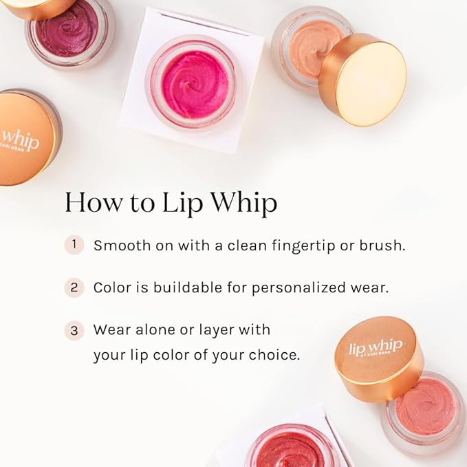Kari Gran Lip Whip | Moisturizing Lip Balm with Organic Oils | Clear Glossy Sheen + Peppermint | Rich Buttery Texture, Hydrates & Protects | Non-GMO, Organic Ingredients, Made in USA (Rosie Gold)-VivaGrace Women