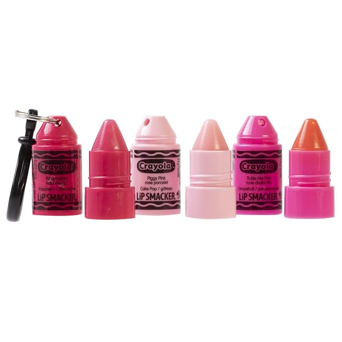 Lip Smacker Crayola Crayon Stackable Flavored Clear Balm Pink, Pinks, 0.03 Ounce-VivaGrace Women