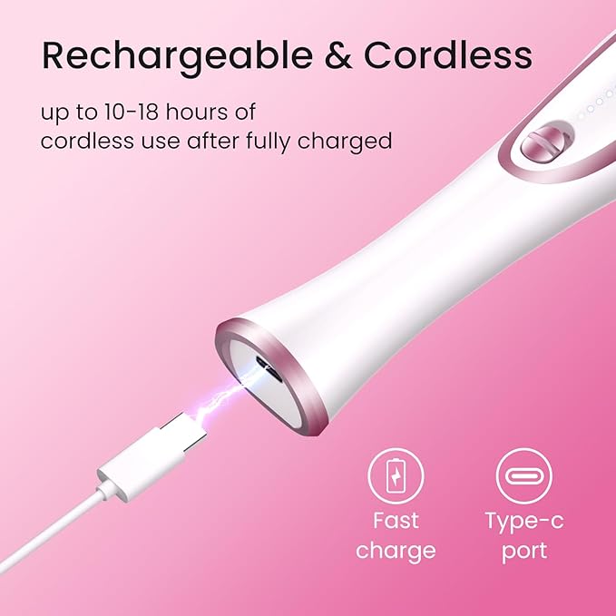 36-Piece Professional Manicure Pedicure Kit-Cordless Electric Nail File Kit,20000RPM, 11Pcs Bits,4 Speed,Rechargeable Pedicure Tool for Feet,Hand Foot Care Nail Drill Tool for Nail Grind Trim Polish-VivaGrace Women