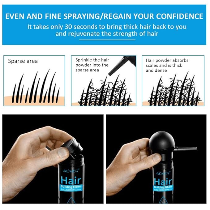 Aliver Hair Fibers for Thinning Hair with Spray Dark Brown - Undetectable Natural Formula - Thicker Fuller Hair in 15 Seconds - Conceals Hair Loss & Look Younger - Designed for Men & Women,0.97Oz-VivaGrace Women