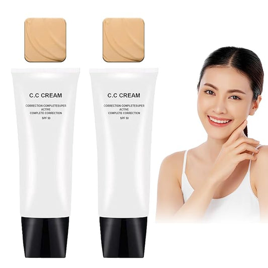 NOISSUE Cc Cream Skin Tone Adjusting CC Cream SPF 50, Face Sunscreen and Foundation, Colour Correcting Self Adjusting Soft Moisturizing Skin Tone Gel Invisible Pore Light Oil-Free (2pcs-Ivory)-VivaGrace Women