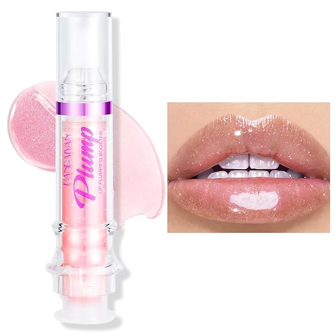 Natural Spicy Lip Plumping Booster Lip Plumping Oil，Lip Plumper Gloss, Ultra-Hydrating & Nourishing Plump and Pout Lip Plumper, Glossy Finish Fuller Lip Plumping Lip Gloss for Women Girls(02#)-VivaGrace Women