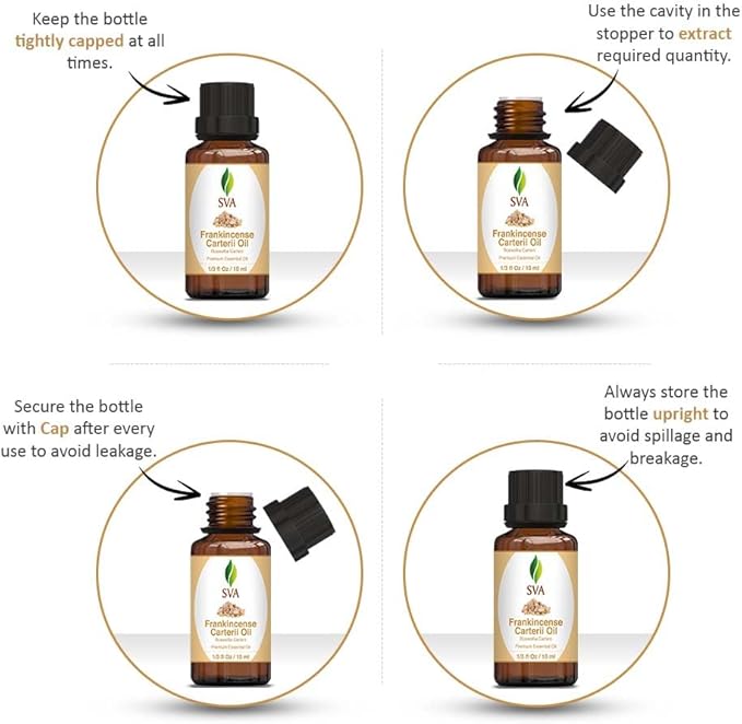 SVA Frankincense Essential Oil – 1/3 Fl Oz – 100% Natural Boswellia Carterii Oil - for Diffuser, Hair Care, Face, Skin Care, Aromatherapy, Scalp and Body Massage, Soap and Candle Making-VivaGrace Women