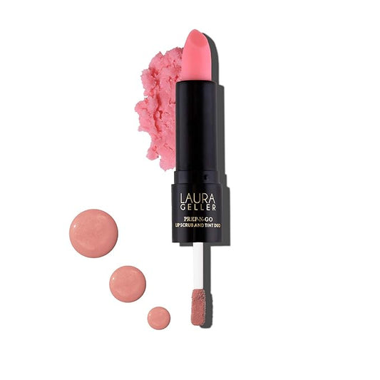 LAURA GELLER NEW YORK Prep-n-Go 2-in-1 Lip Scrub and Lip Oil Tint, Lip Hydrating Oil and Exfoliator, Finish Line-VivaGrace Women