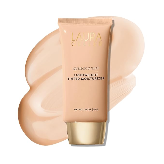 LAURA GELLER NEW YORK Quench-n-Tint Lightweight Tinted Moisturizer, Porcelain/Fair - Sheer to Light Buildable Coverage - Natural Glow Finish - Lightweight Formula - Hydratant Teinte-VivaGrace Women