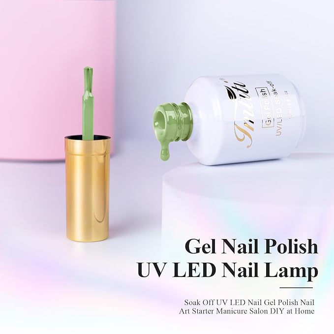 Imtiti Green Gel Nail Polish, Khaki Green Gel Polish, Gift for Women, 0.5 fl oz