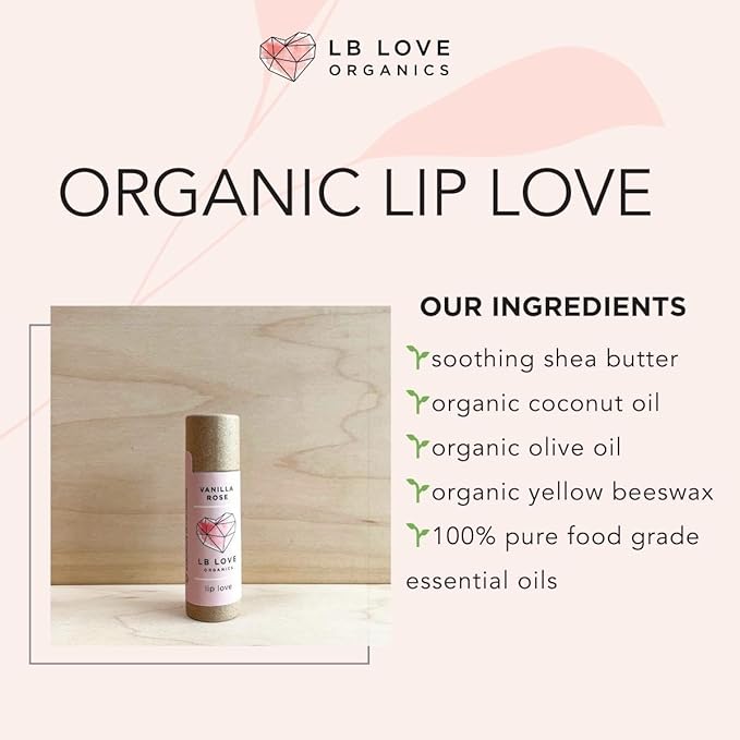 Plastic Free Lip Love | Jumbo Organic Lip Balm | Organic Beeswax and Plant Based | Zero Waste Natural Lip Balm (Vanilla Rose)-VivaGrace Women