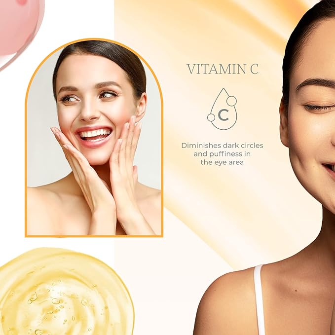 Vitamin C, Collagen and Peptides Eye Cream - Reduces Dark Circles, Puffiness & Eye Bags, Brightening Under Eye Cream - Cruelty Free Korean Skin Care For All Skin Types - 1.0 Fl. oz/ 30ml-VivaGrace Women