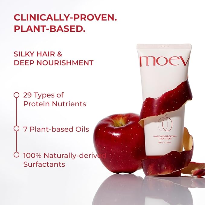 MOEV ANNURCATIN Hair Treatment Mask, Korean Wash-Off Hair Care Mask Apple Deep Damage Conditioner Sulfate-Free with Thickening Moisturizing for Damaged Thin Dry Hair, 6.76 fl.oz. (Apple & Vanilla)-VivaGrace Women