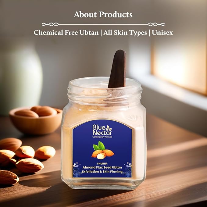 Blue Nectar Almond Ubtan Powder Face Pack for Anti-Aging and Firming | Natural Exfoliator for Face with Multani Mitti Powder (3.5 Oz, 12 Herbs)-VivaGrace Women