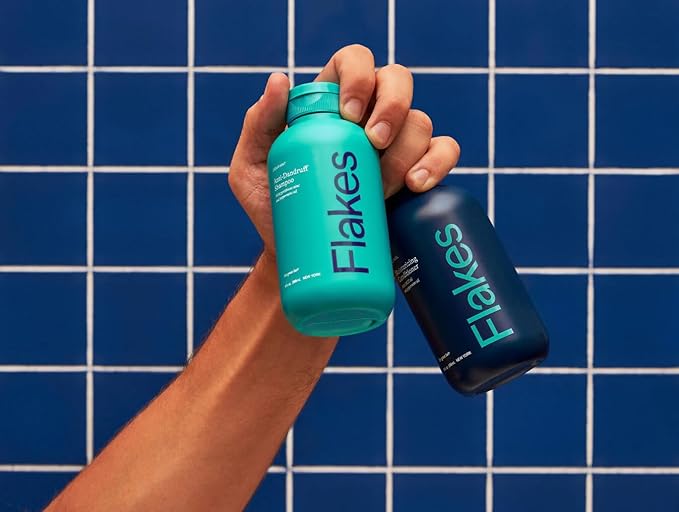 Flakes Anti Dandruff Shampoo and Conditioner Set for Men with Scalp Massager | Dry, Flaky, & Itchy Scalp Shampoo | Sulfate and Paraben Free | Hydrating Shampoo & Moisturizing Conditioner | 9 fl oz-VivaGrace Women
