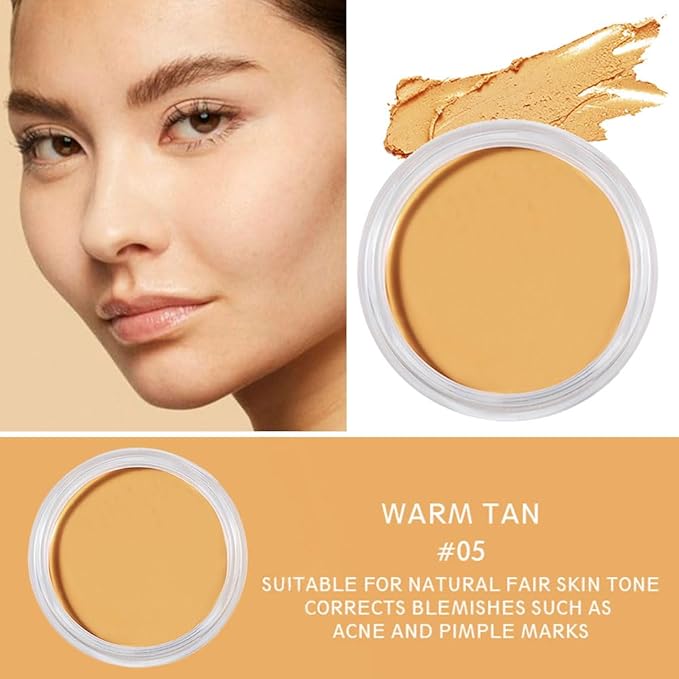 Kaely Cream Pot Concealer Full Coverage Set,Conceal Brighten Dark Circles,under Eye Brightener Color Correcting Concealer,Waterproof Foundation Palette with Brush,corrector de ojeras,Vegan Makeup,05-VivaGrace Women
