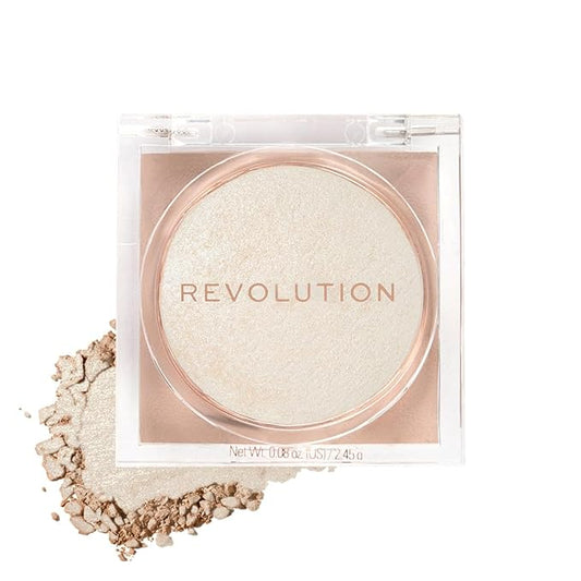 Makeup Revolution Beam Bright Highlighter, All Over Face Glow, Powder To Liquid Formula, 5 Different Shades, Diamond Glow-VivaGrace Women