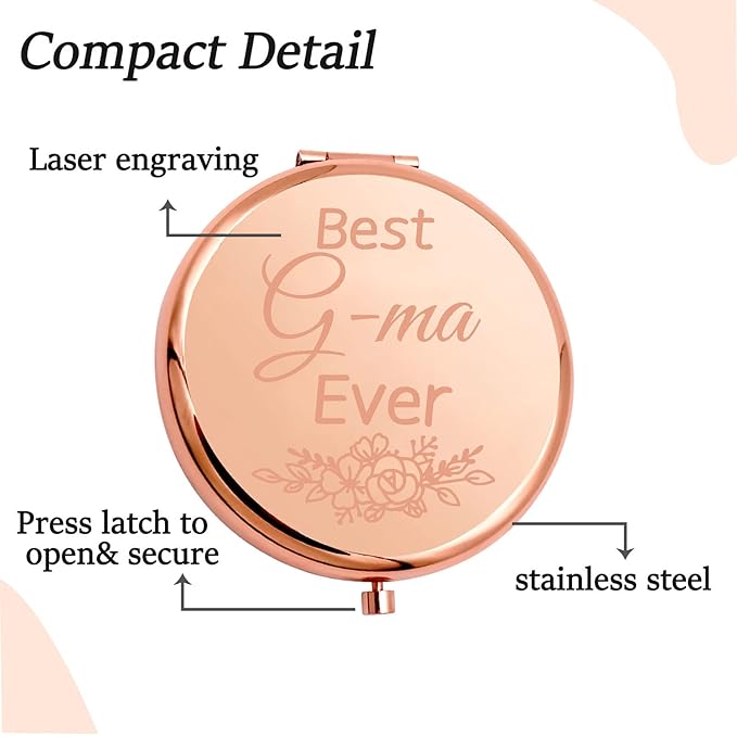 CENWA G-ma Birthday Gift G-ma Makeup Pocket Mirror G-ma Jewelry Best G-ma Ever (G-ma M)-VivaGrace Women
