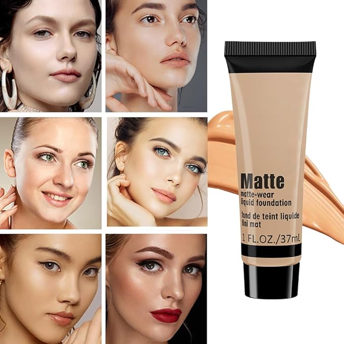 1 Pack Liquid Foundation Cream for Face Makeup,Durable Full Coverage Matte Concealer Make Up,Oil Control & Waterproof Base Primer -1 Fl.Oz-BEIGE 6#-VivaGrace Women